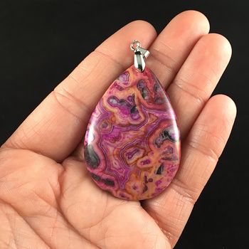 Pink and Orange Crazy Lace Agate Stone Jewelry Pendant #2qPpT0Fagv0