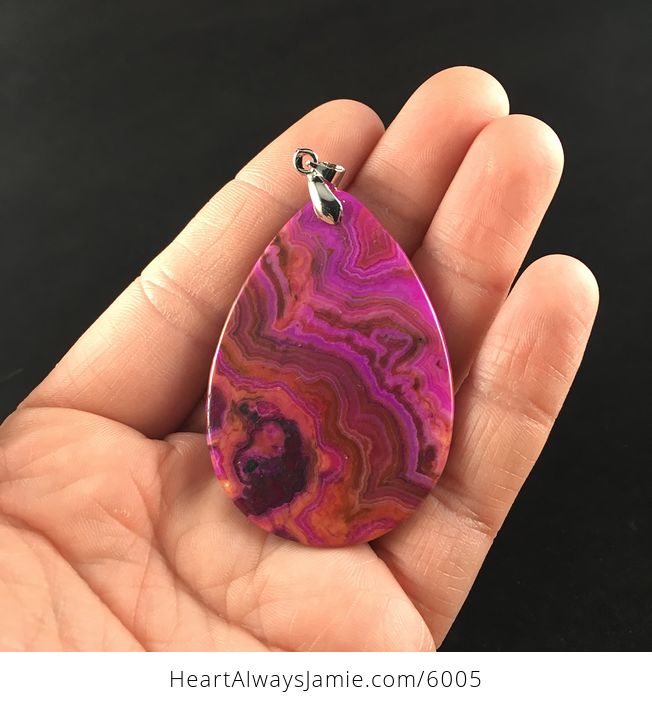 Pink and Orange Crazy Lace Agate Stone Jewelry Pendant - #Z5N2s0HbMkY-6
