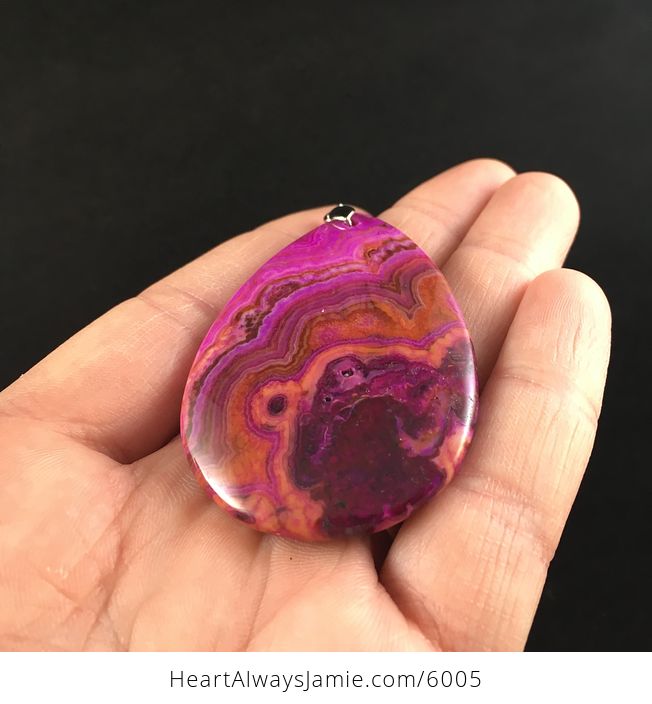 Pink and Orange Crazy Lace Agate Stone Jewelry Pendant - #Z5N2s0HbMkY-2