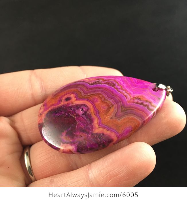 Pink and Orange Crazy Lace Agate Stone Jewelry Pendant - #Z5N2s0HbMkY-3