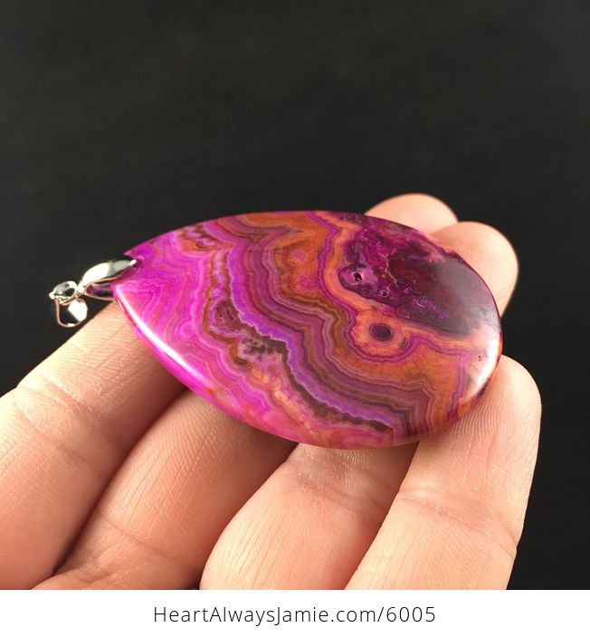 Pink and Orange Crazy Lace Agate Stone Jewelry Pendant - #Z5N2s0HbMkY-4