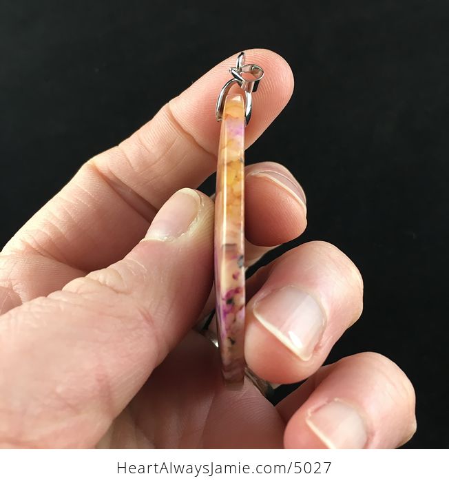 Pink and Orange Druzy Crazy Lace Agate Stone Jewelry Pendant - #PNPSn7bUJ18-5