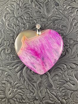 Pink and Orange Heart Shaped Druzy Agate Crystal Geode Stone Jewelry Pendant #DFUkvSyXojY