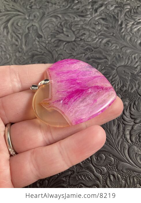 Pink and Orange Heart Shaped Druzy Agate Crystal Geode Stone Jewelry Pendant - #DFUkvSyXojY-5