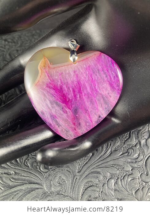 Pink and Orange Heart Shaped Druzy Agate Crystal Geode Stone Jewelry Pendant - #DFUkvSyXojY-6