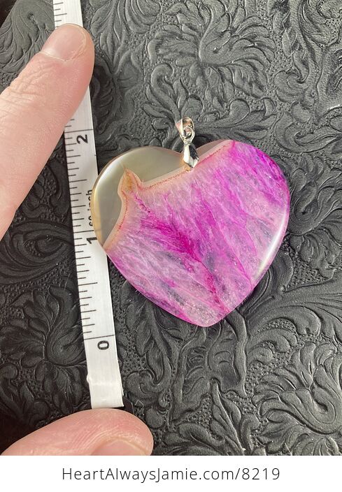 Pink and Orange Heart Shaped Druzy Agate Crystal Geode Stone Jewelry Pendant - #DFUkvSyXojY-2