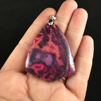 Pink and Purple Crazy Lace Agate Stone Jewelry Pendant #BnpZgxpQ8ME