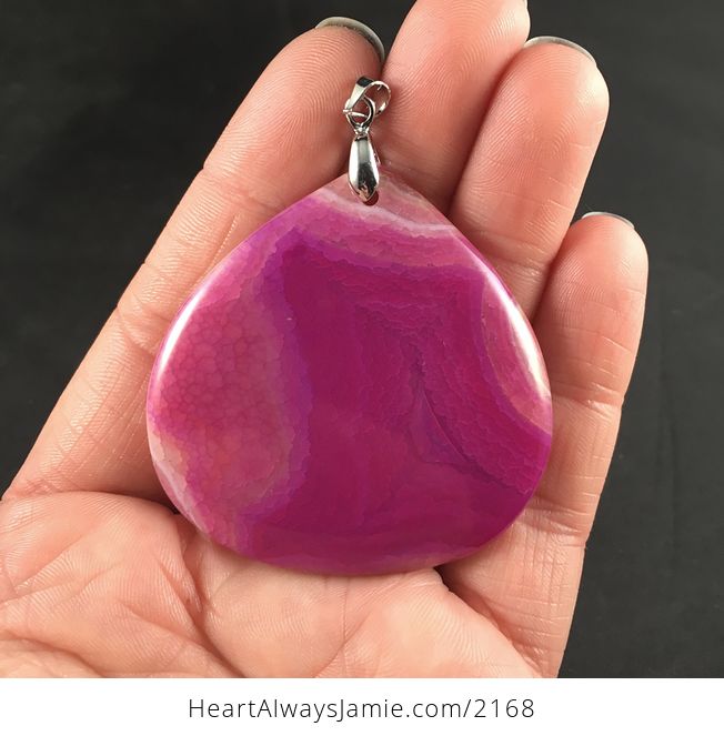 Pink and White Dragon Veins Stone Pendant Necklace - #ldZmlDKuw3A-2