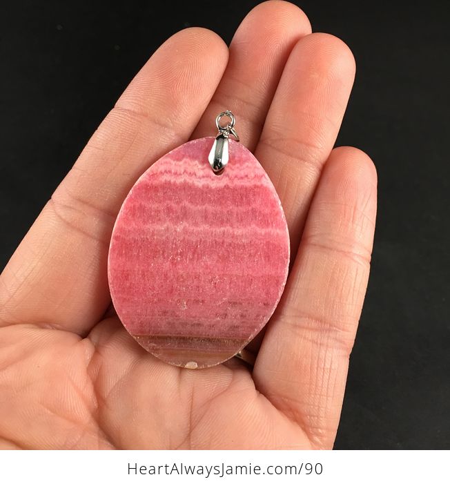 Pink Argentina Rhodochrosite Stone Pendant Necklace - #TuTV3BWnViA-2