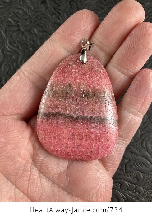 Pink Argentine Rhodochrosite Stone Pendant - #yOCC5FL0Dj0-2