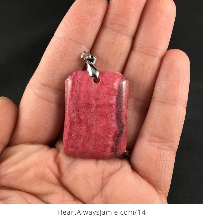 Pink Argentine Rhodochrosite Stone Pendant Necklace - #Puq2oQvEEqg-2