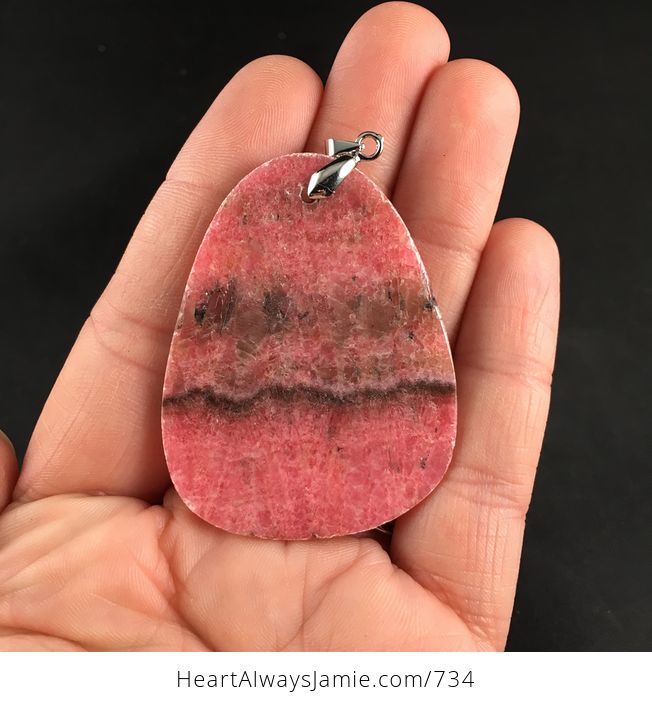 Pink Argentine Rhodochrosite Stone Pendant Necklace - #yOCC5FL0Dj0-5