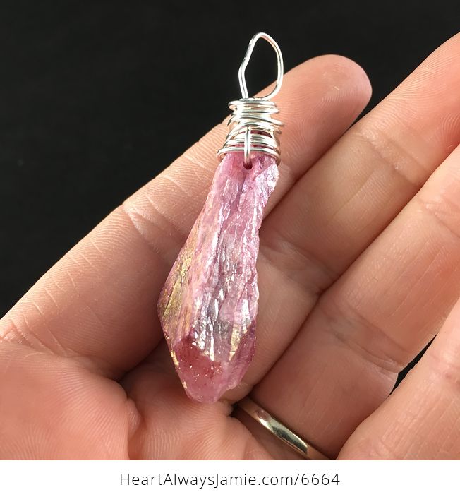 Pink Aurora Borealis Ab Crystal Agate Stone Pendant Necklace - #wOJeT5zOFOM-3