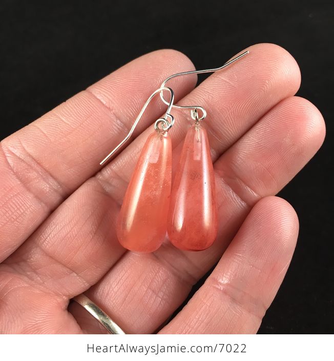 Pink Cherry Quartz Stone Jewelry Earrings - #2HaRm5S60m8-2