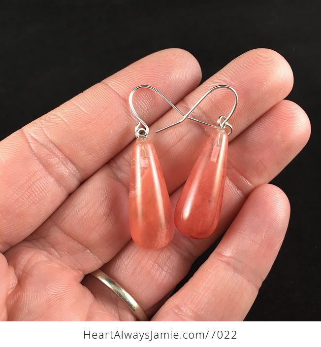 Pink Cherry Quartz Stone Jewelry Earrings - #2HaRm5S60m8-1