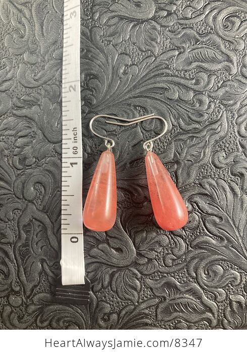 Pink Cherry Quartz Stone Jewelry Earrings - #GbkT2u9GoMs-4