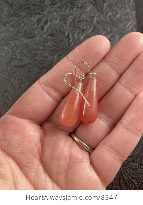 Pink Cherry Quartz Stone Jewelry Earrings - #GbkT2u9GoMs-3