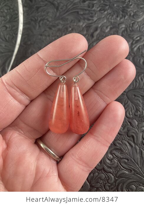 Pink Cherry Quartz Stone Jewelry Earrings - #GbkT2u9GoMs-2