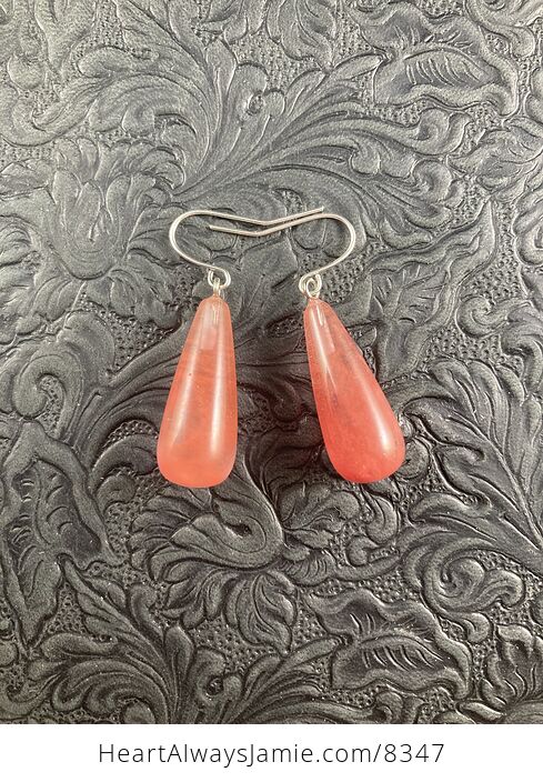 Pink Cherry Quartz Stone Jewelry Earrings - #GbkT2u9GoMs-1