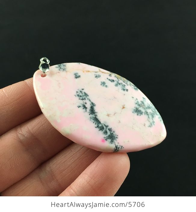 Pink Dendritic Opal Stone Jewelry Pendant - #HV0VA5xHgzE-4