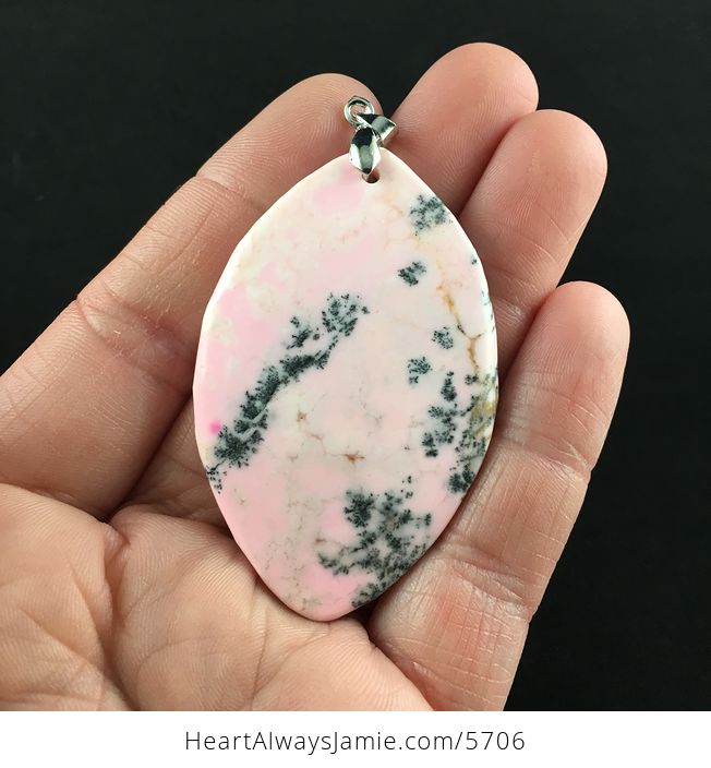 Pink Dendritic Opal Stone Jewelry Pendant - #HV0VA5xHgzE-1