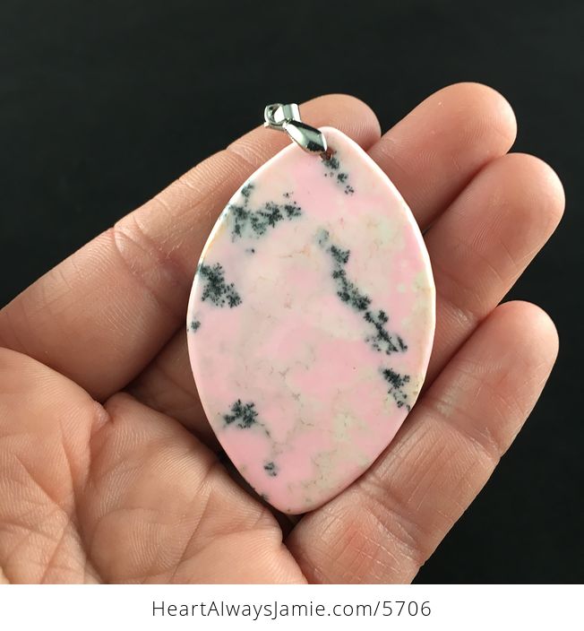 Pink Dendritic Opal Stone Jewelry Pendant - #HV0VA5xHgzE-6