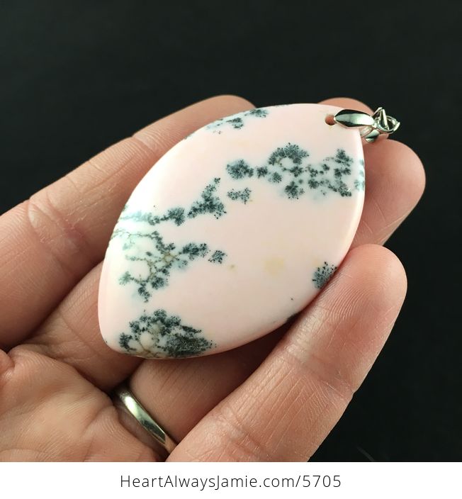 Pink Dendritic Opal Stone Jewelry Pendant - #m9sQ8uOaJdA-2