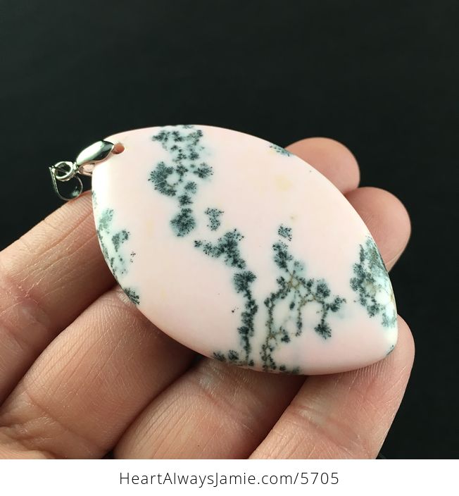 Pink Dendritic Opal Stone Jewelry Pendant - #m9sQ8uOaJdA-3