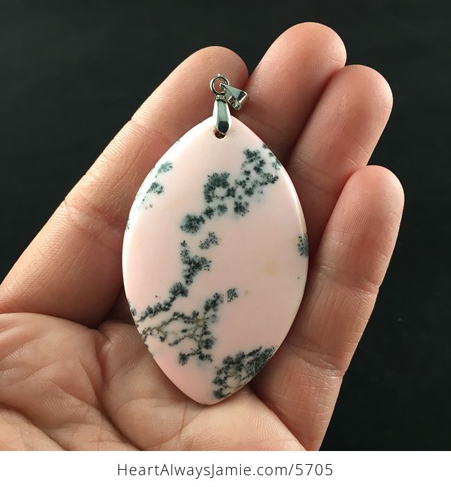 Pink Dendritic Opal Stone Jewelry Pendant - #m9sQ8uOaJdA-1