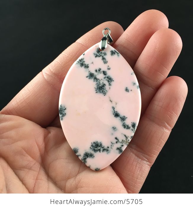 Pink Dendritic Opal Stone Jewelry Pendant - #m9sQ8uOaJdA-5