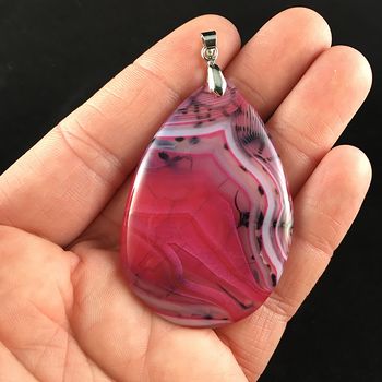 Pink Dragon Veins Stone Pendant Jewelry #ZqX7CEEjSUU