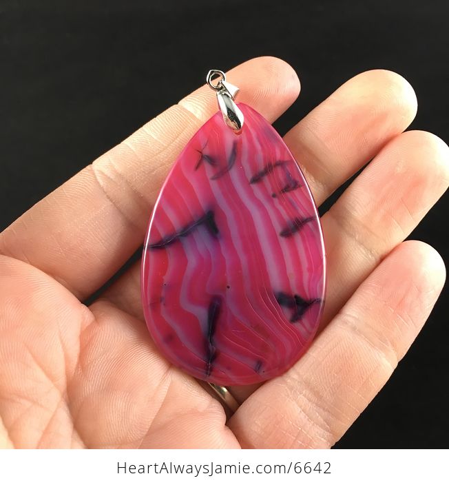 Pink Dragon Veins Stone Pendant Jewelry - #AE1ey8oOFm8-6
