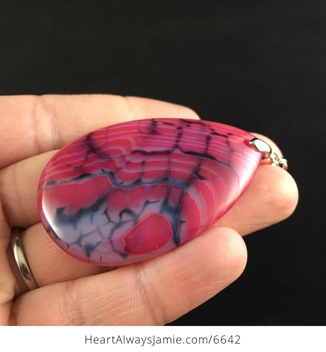 Pink Dragon Veins Stone Pendant Jewelry - #AE1ey8oOFm8-3