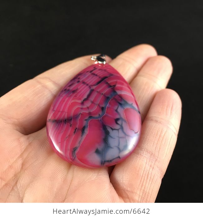 Pink Dragon Veins Stone Pendant Jewelry - #AE1ey8oOFm8-2