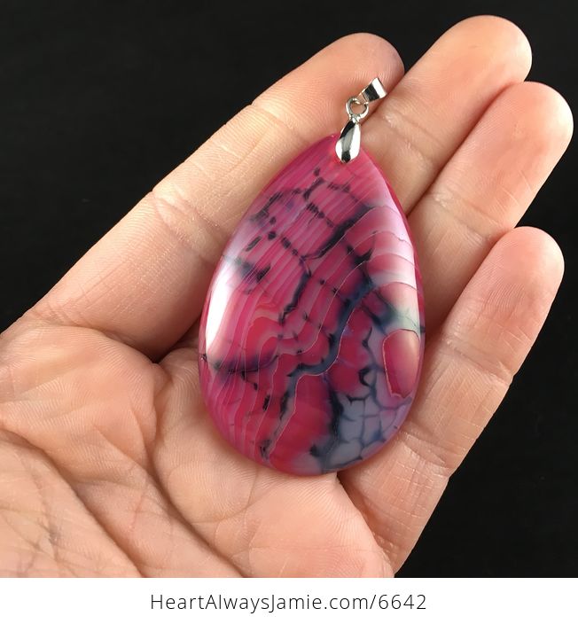 Pink Dragon Veins Stone Pendant Jewelry - #AE1ey8oOFm8-1