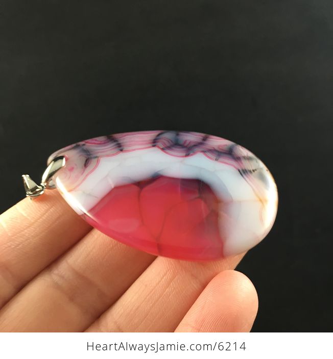 Pink Dragon Veins Stone Pendant Jewelry - #C7LeIA7mTV0-4