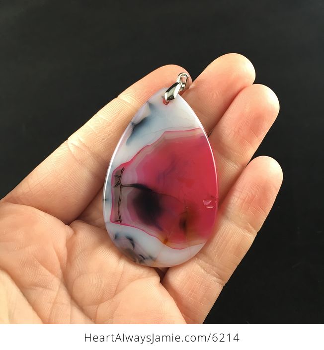 Pink Dragon Veins Stone Pendant Jewelry - #C7LeIA7mTV0-6