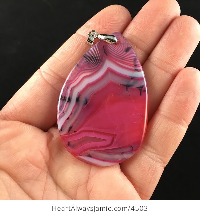Pink Dragon Veins Stone Pendant Jewelry - #ZqX7CEEjSUU-4