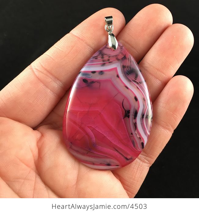 Pink Dragon Veins Stone Pendant Jewelry - #ZqX7CEEjSUU-1