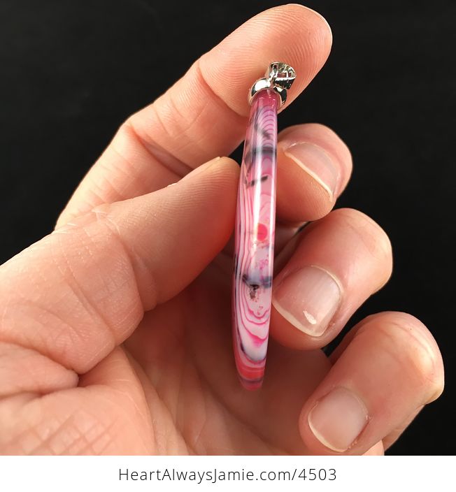 Pink Dragon Veins Stone Pendant Jewelry - #ZqX7CEEjSUU-3