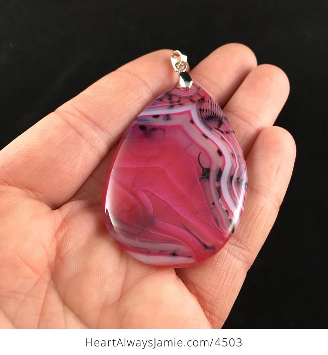 Pink Dragon Veins Stone Pendant Jewelry - #ZqX7CEEjSUU-2