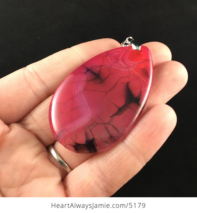 Pink Dragon Veins Stone Pendant Jewelry - #ddTO07BNxZ0-3