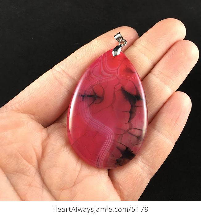 Pink Dragon Veins Stone Pendant Jewelry - #ddTO07BNxZ0-1
