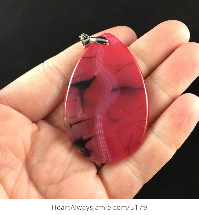 Pink Dragon Veins Stone Pendant Jewelry - #ddTO07BNxZ0-6