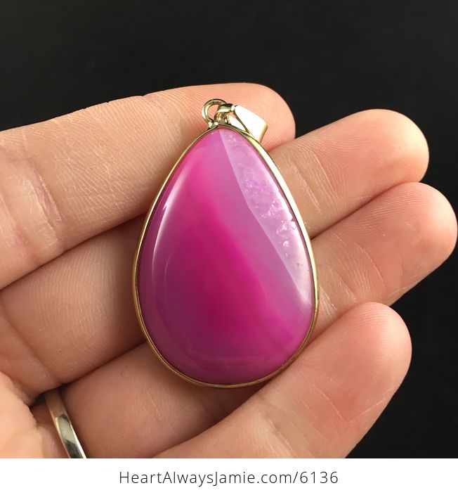 Pink Drusy Agate Stone Jewelry Pendant - #lfKNP1CNsPo-5