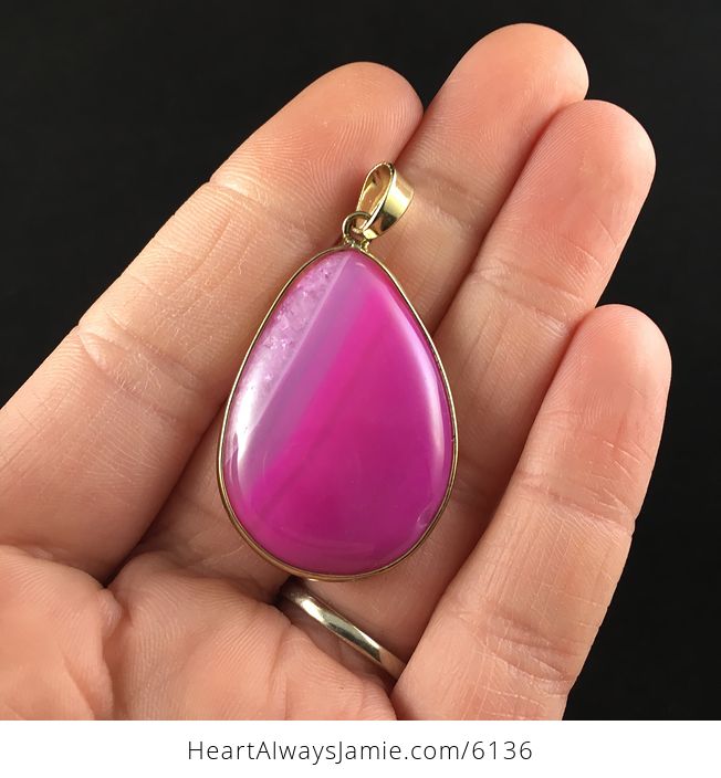 Pink Drusy Agate Stone Jewelry Pendant - #lfKNP1CNsPo-1