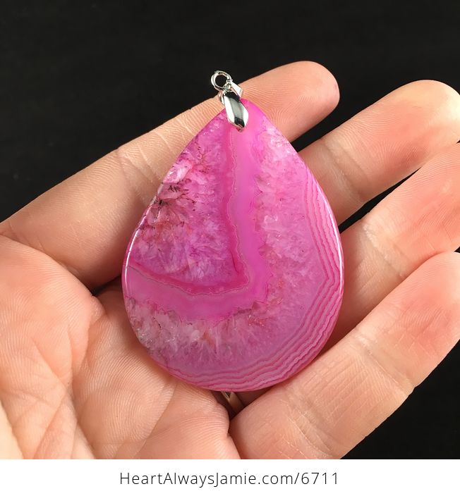Pink Drusy Crystal Agate Stone Jewelry Pendant - #Msoblmsx1kc-6