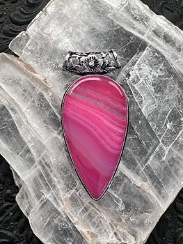 Pink Druzy Agate Crystal Slice Stone Pendant #arqnZGoWiWQ