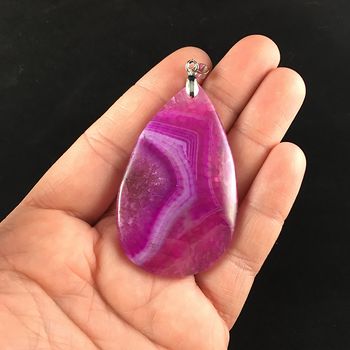 Pink Druzy Dragon Veins Agate Stone Jewelry Pendant #8Mge8VnfIzE