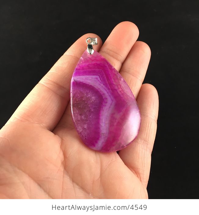 Pink Druzy Dragon Veins Agate Stone Jewelry Pendant - #8Mge8VnfIzE-3